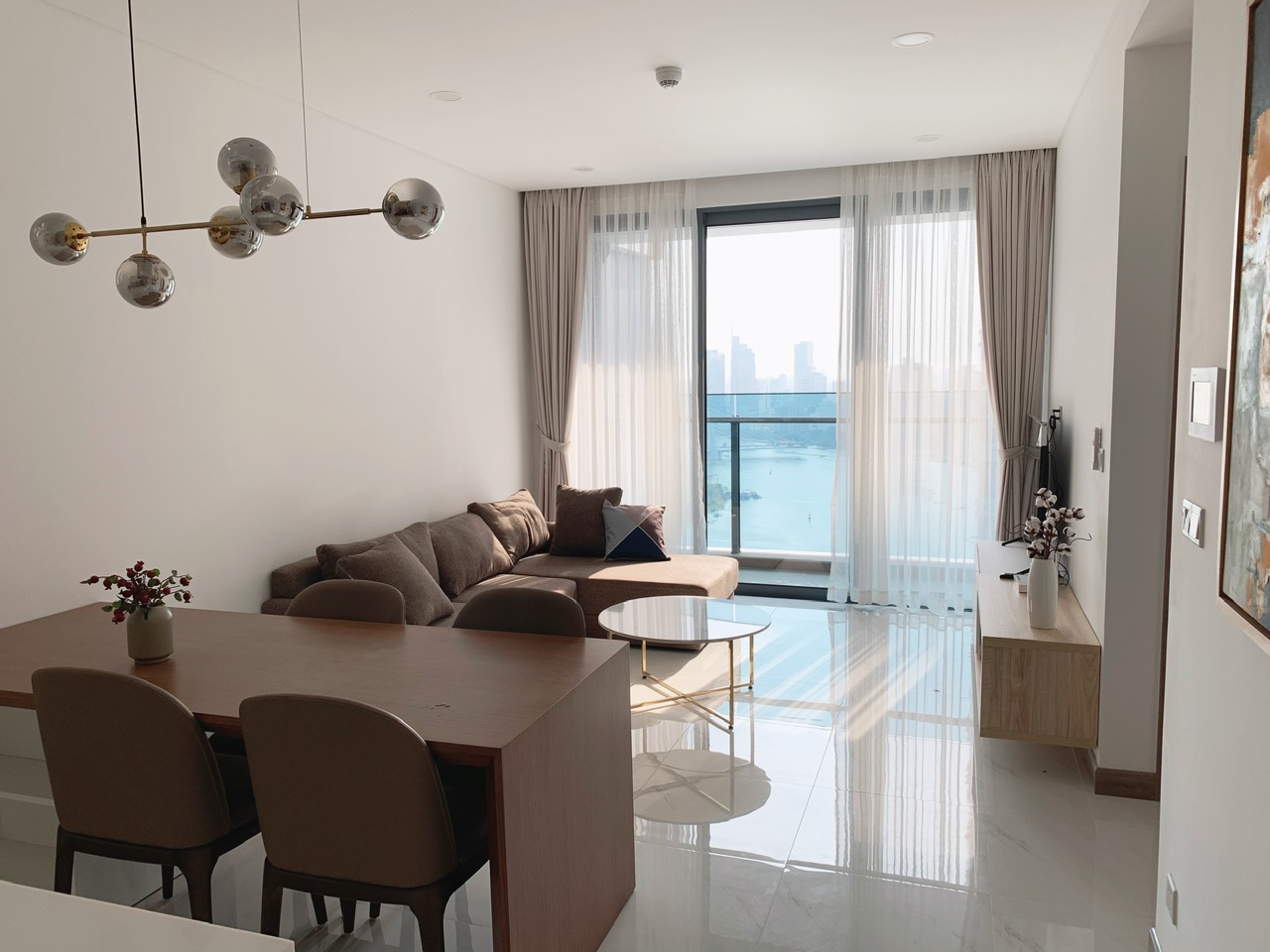 River view 2 bedroom for rent in Golden House Sunwah Pearl - Good price